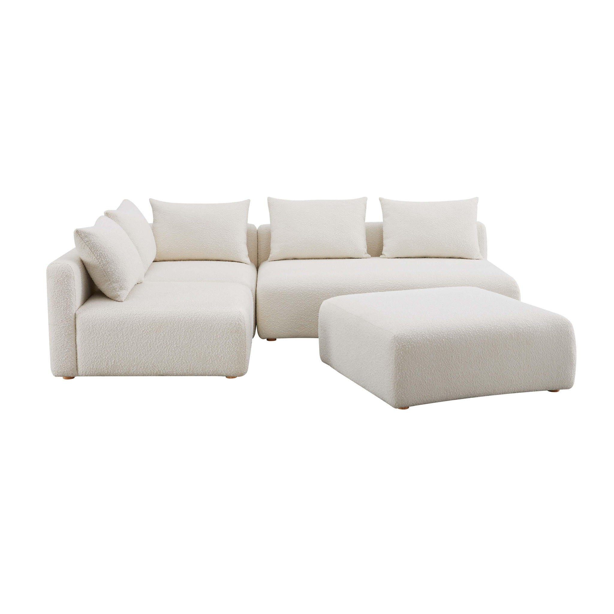 Hangover - Boucle 4-Piece Modular Chaise Sectional - Cream - Urban Living Furniture (Los Angeles, CA)