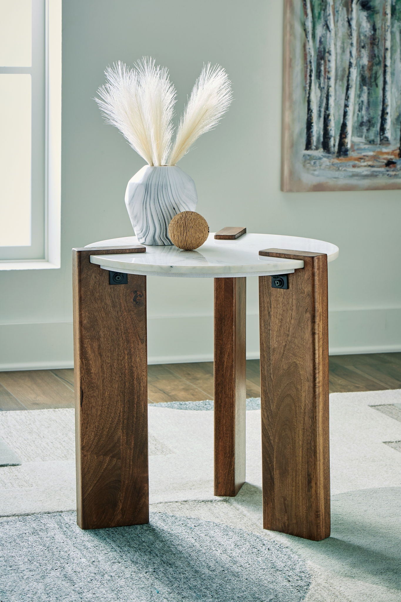 Isanti - White / Brown - Round End Table - Urban Living Furniture (Los Angeles, CA)