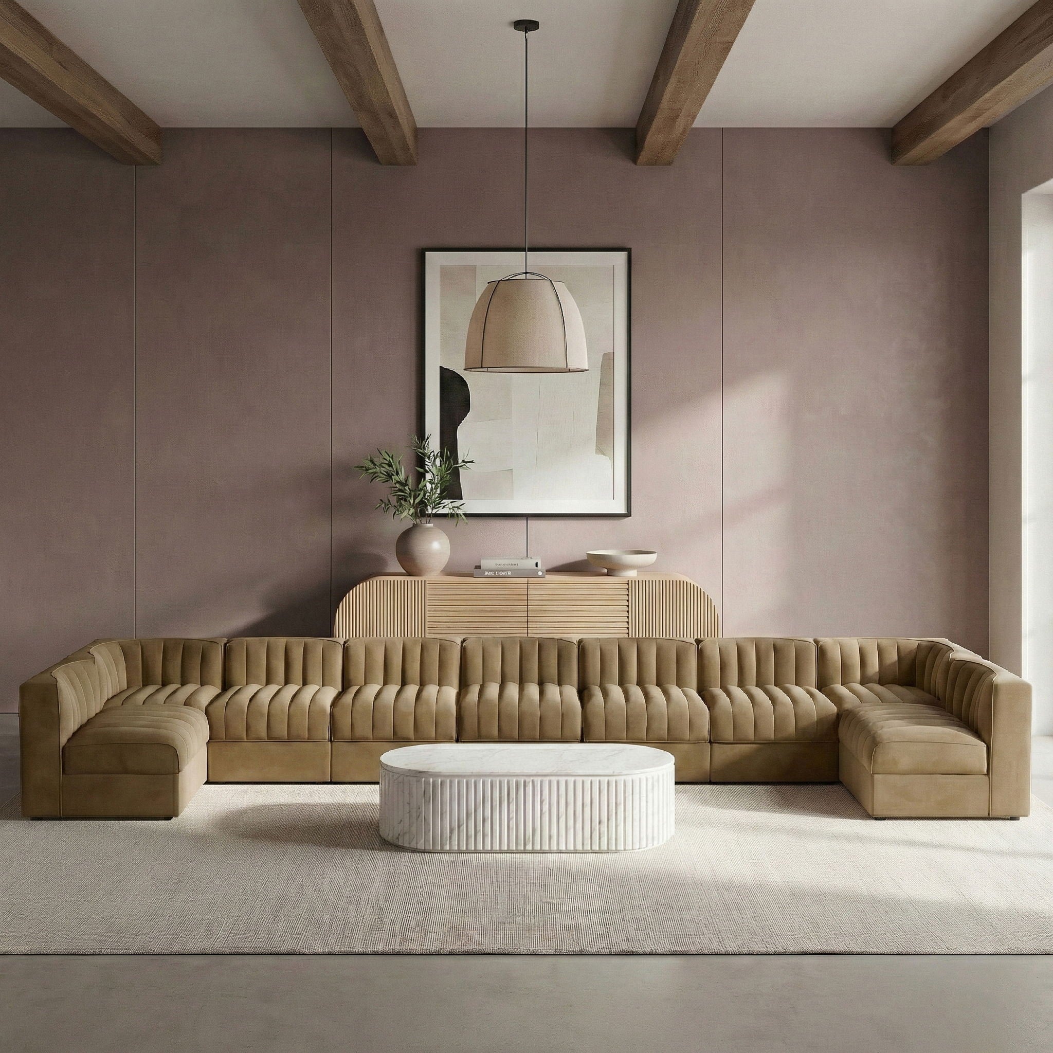 Rummi - Armless Velvet Performance Fabric Upholstered 9 Piece Modular Sectional - Urban Living Furniture (Los Angeles, CA)