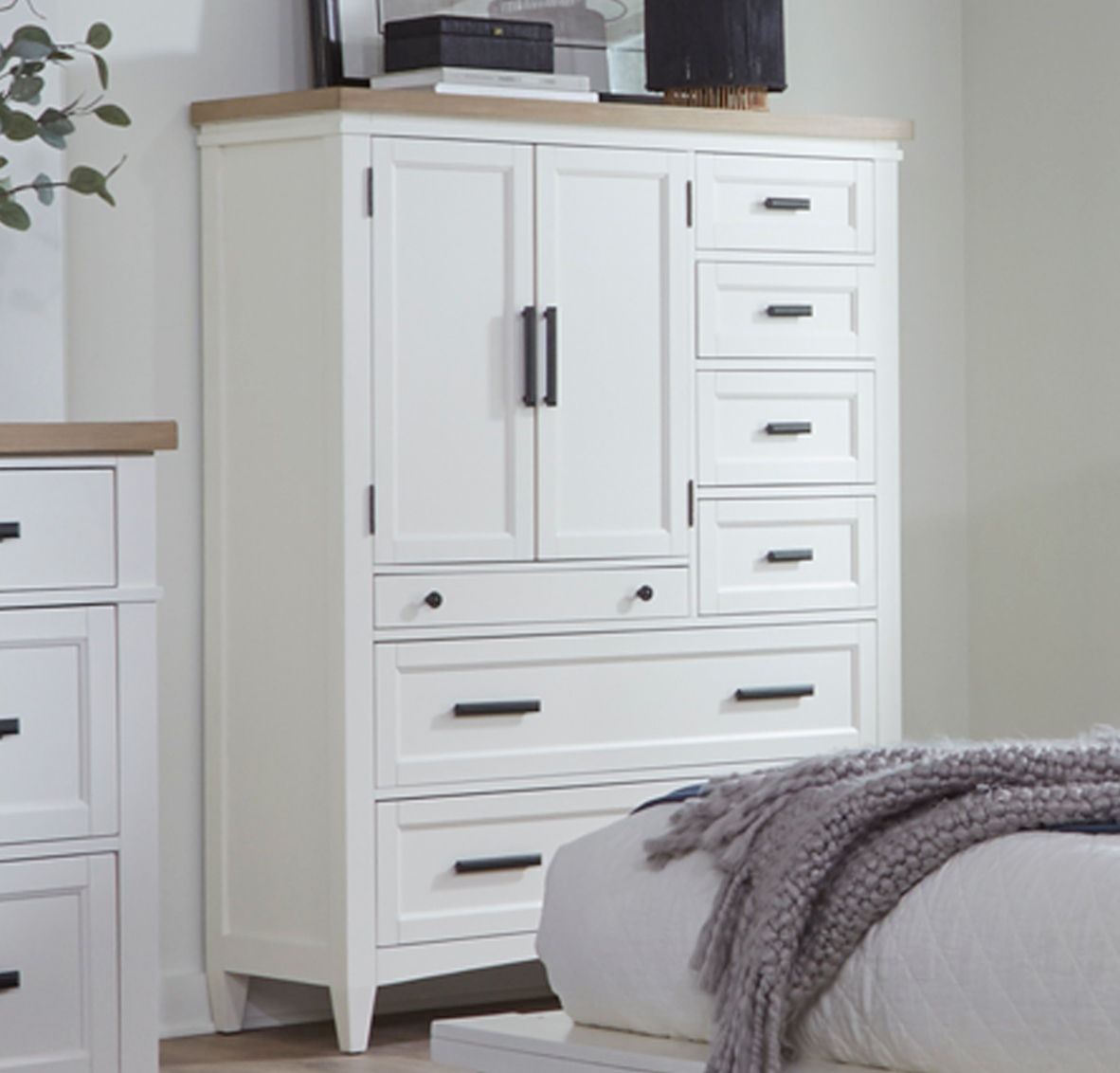 Americana Modern Bedroom - 7 Drawer Door Chest With Workstation - Cotton - Urban Living Furniture (Los Angeles, CA)