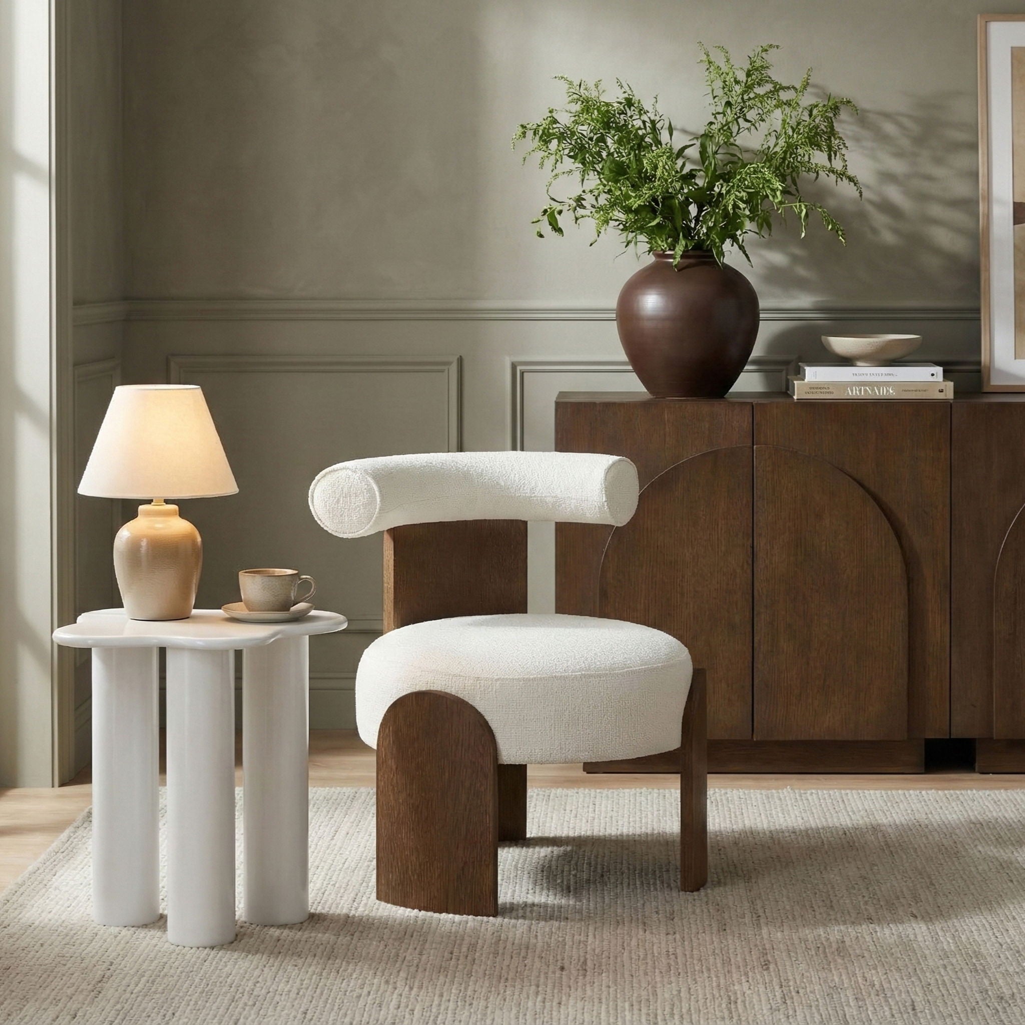 Calder - Linen Textured Fabric Upholstered Accent Chair - Painted Brown Base - Urban Living Furniture (Los Angeles, CA)