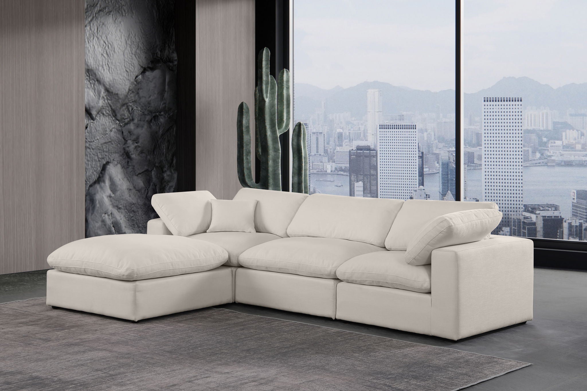 Comfy - 4 Piece Linen Fabric Modular Sectional With Chaise - Urban Living Furniture (Los Angeles, CA)