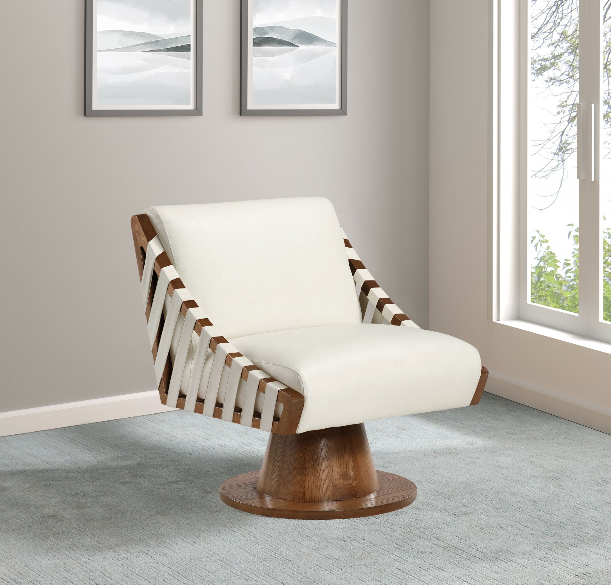 Millwin - Swivel Accent Chair With Brown Base - Urban Living Furniture (Los Angeles, CA)