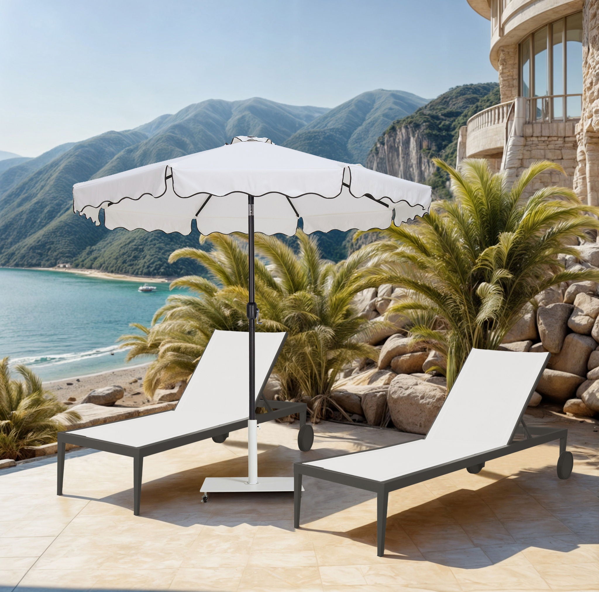 Amalfi - Aluminum Patio Umbrella - White Base / Black Pole - Urban Living Furniture (Los Angeles, CA)