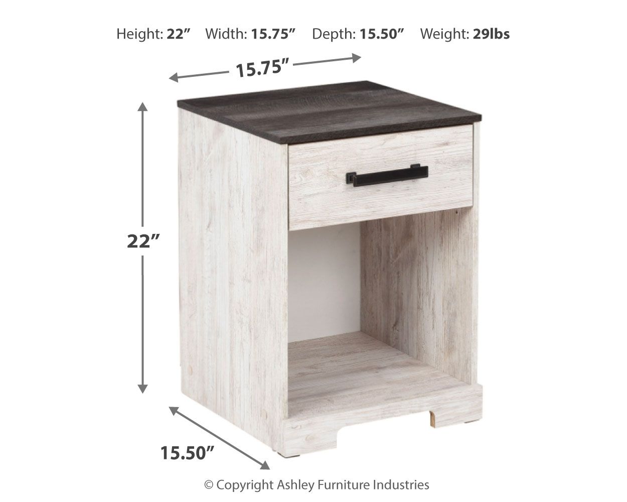 Shawburn - Whitewash / Charcoal Gray - One Drawer Night Stand - Urban Living Furniture (Los Angeles, CA)