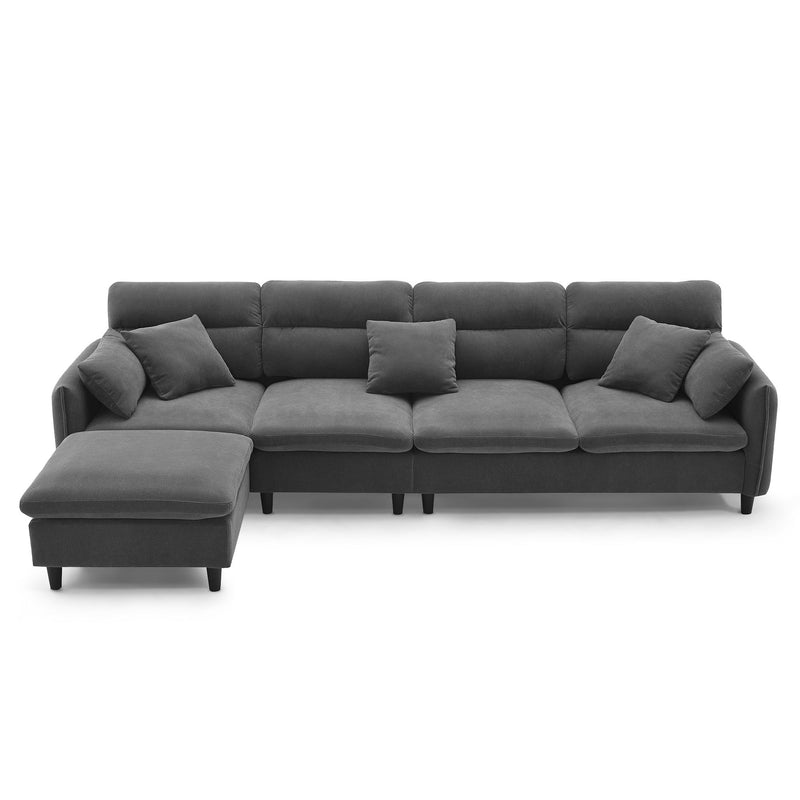 Modern Convertible Sectional Sofa L Shaped Reversible Couch Set With Free Pillows 5 Seat Cloud With Ottoman