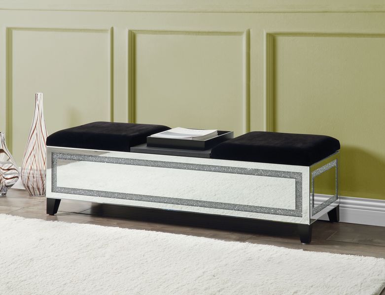 Noralie - Bench - Mirrored & Faux Diamonds - 16" - Urban Living Furniture (Los Angeles, CA)