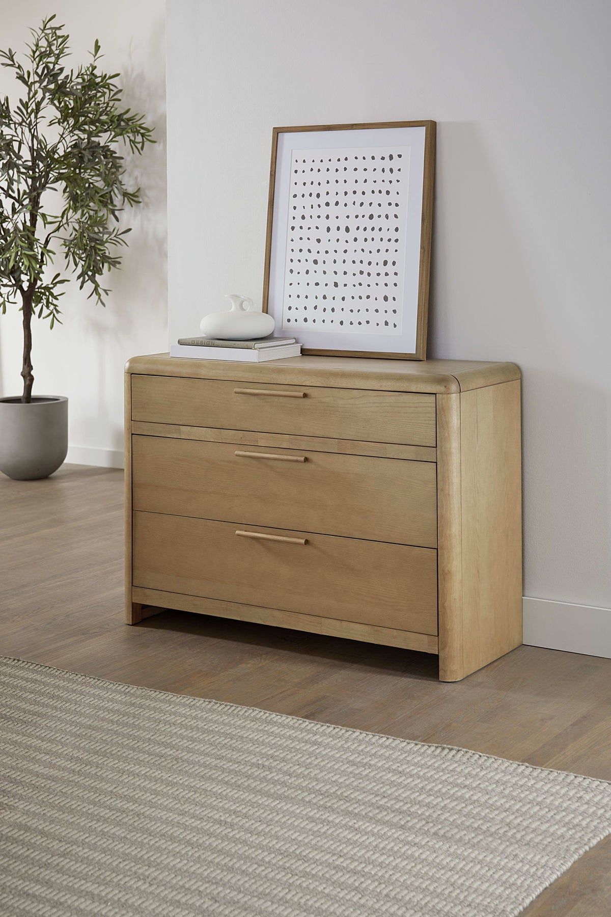 Furano - Three Drawer Ash Wood Bachelor Chest - Ginger