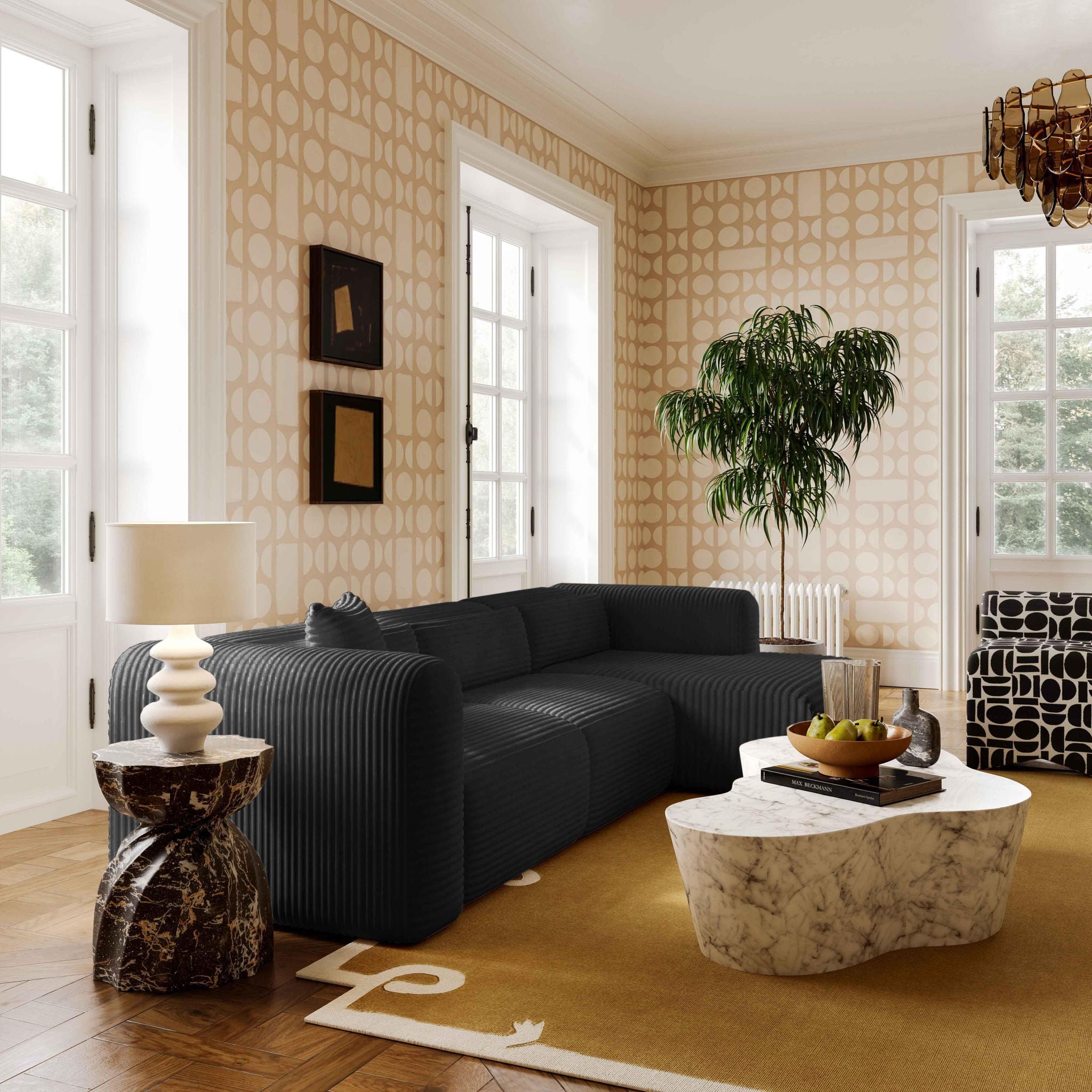 Tarra - Fluffy Oversized Corduroy Modular Corner Chair - Urban Living Furniture (Los Angeles, CA)