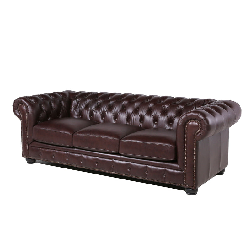 Traditional Tufted Leather Chesterfield Nailhead Sofa - Urban Living Furniture (Los Angeles, CA)