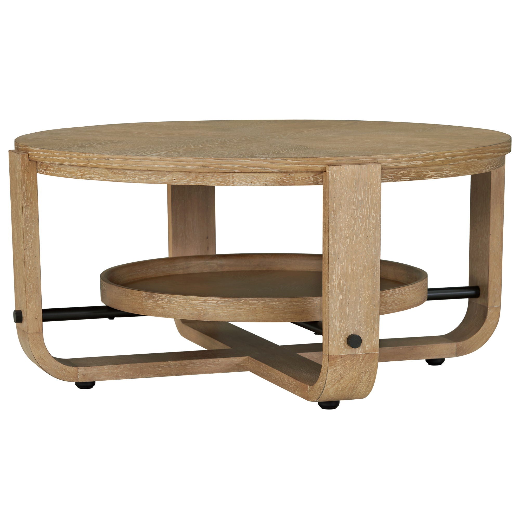 Escape - Cocktail Table Round With Shelf - Glazed Natural Oak - Urban Living Furniture (Los Angeles, CA)