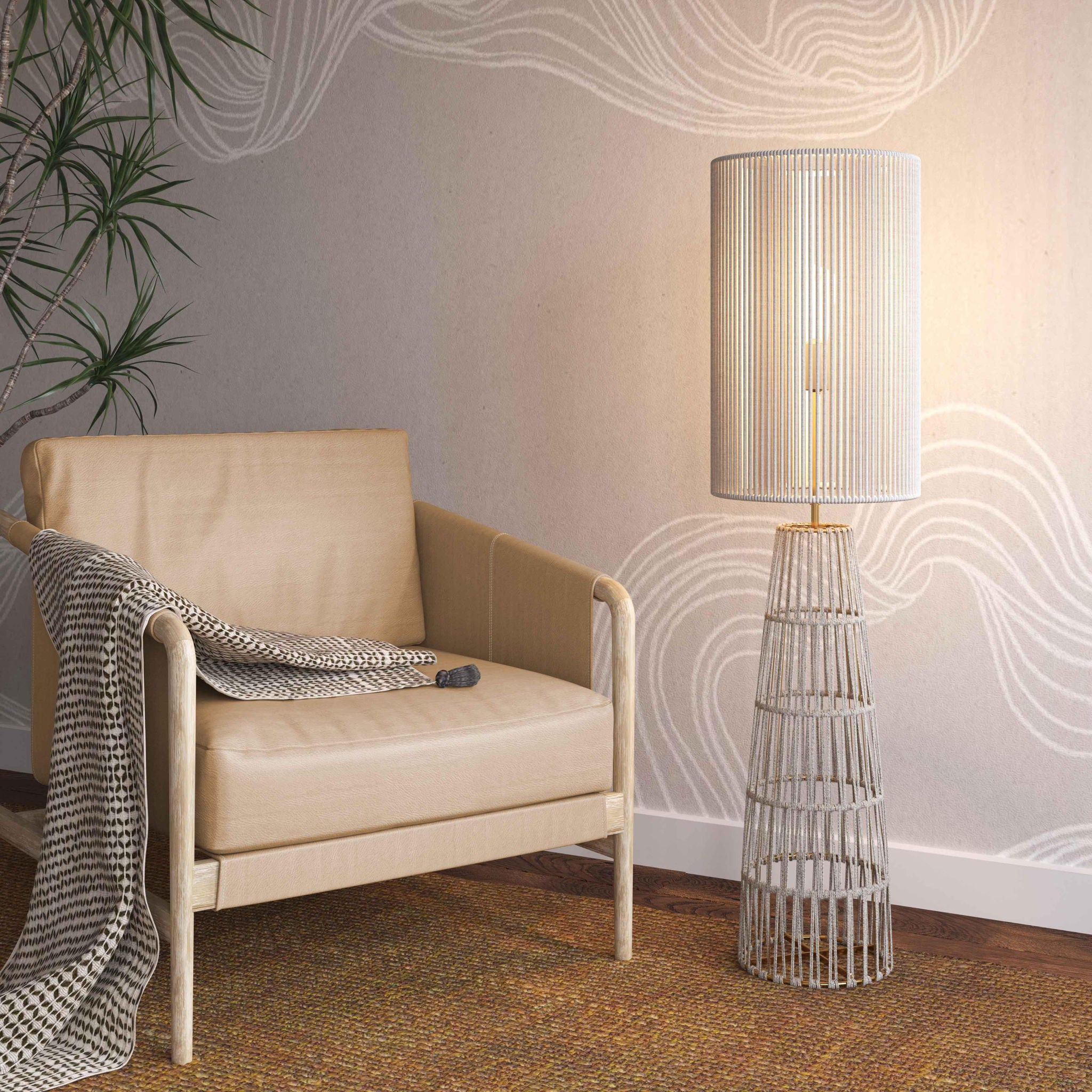 Beam - Jute Floor Lamp - Cream / Natural - Urban Living Furniture (Los Angeles, CA)