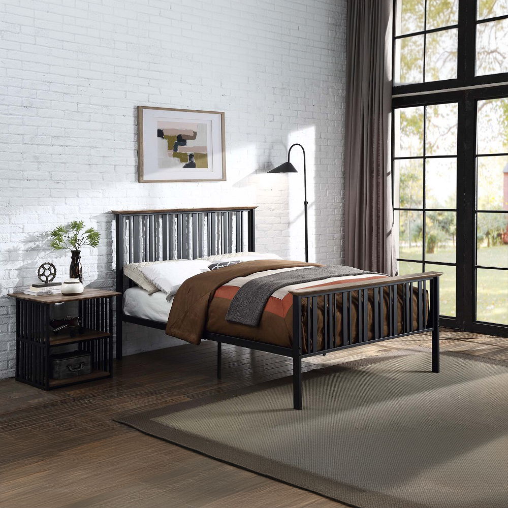 Zudora - Full Bed - Antique Oak & Black - Urban Living Furniture (Los Angeles, CA)