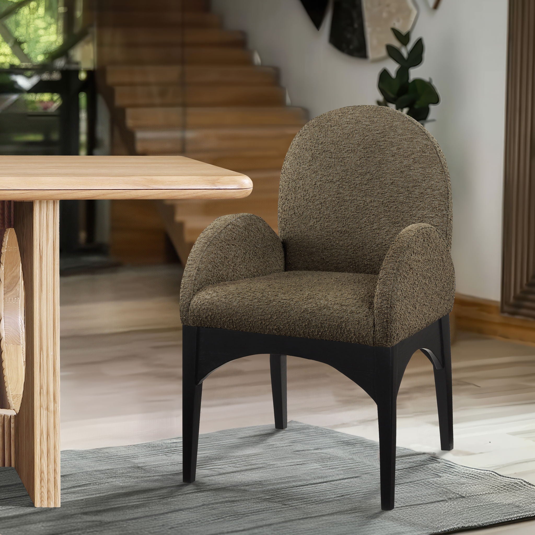 Waldorf - Boucle Dining Arm Chair With Black Legs - Urban Living Furniture (Los Angeles, CA)