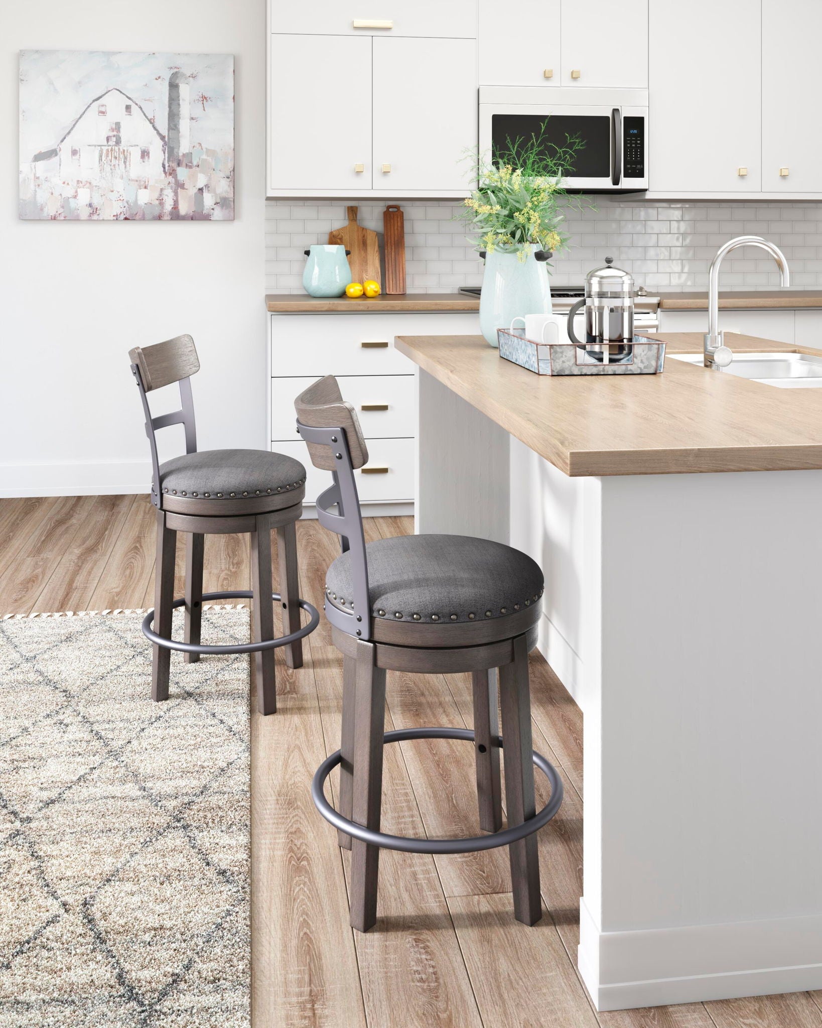 Caitbrook - UPH Swivel Barstool  - Gray - Urban Living Furniture (Los Angeles, CA)
