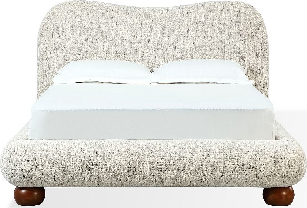 Afra - Chenille Upholstered Wood Leg Platform Bed
