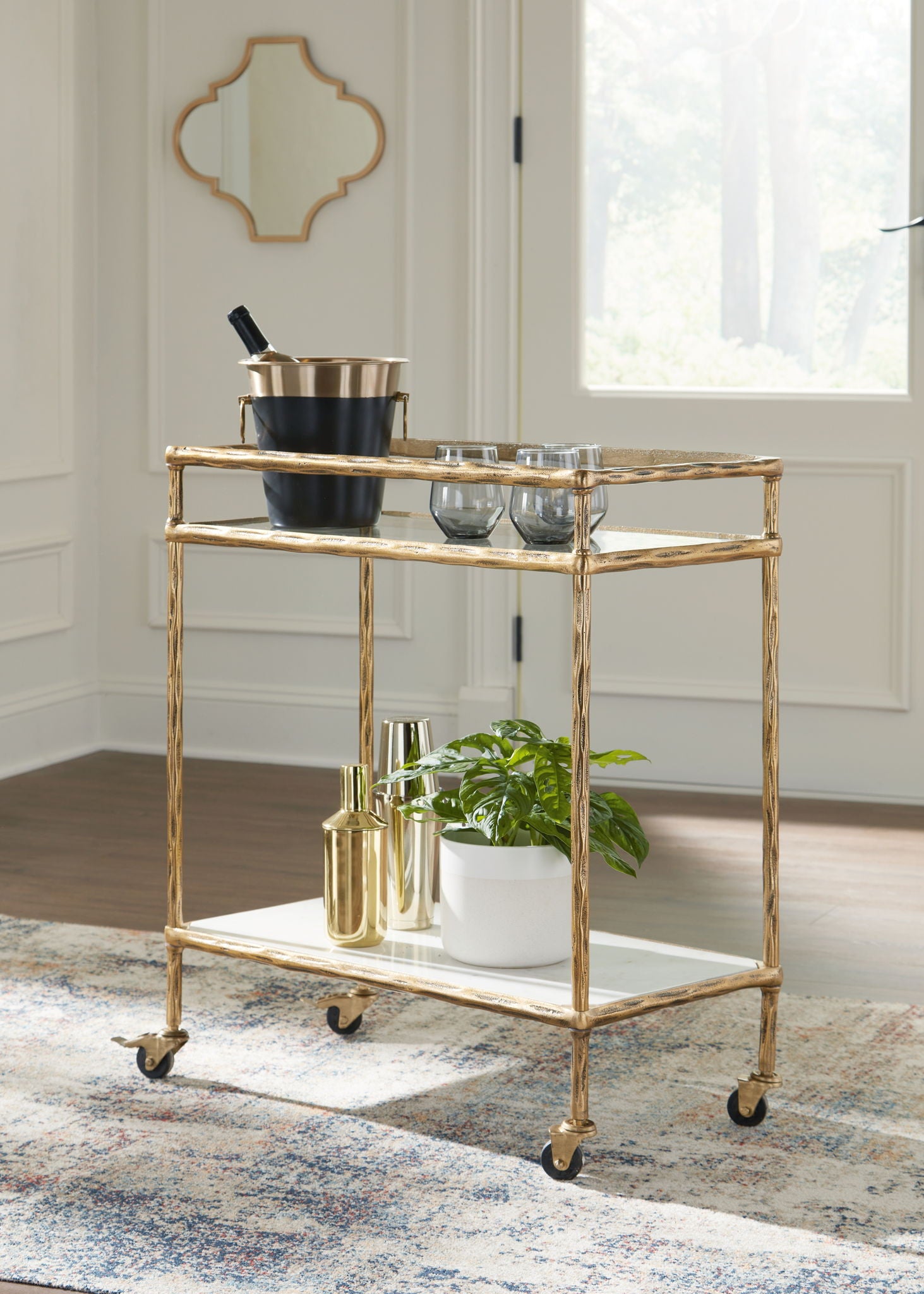 Plattfield - Antique Gold Finish - Bar Cart - Urban Living Furniture (Los Angeles, CA)