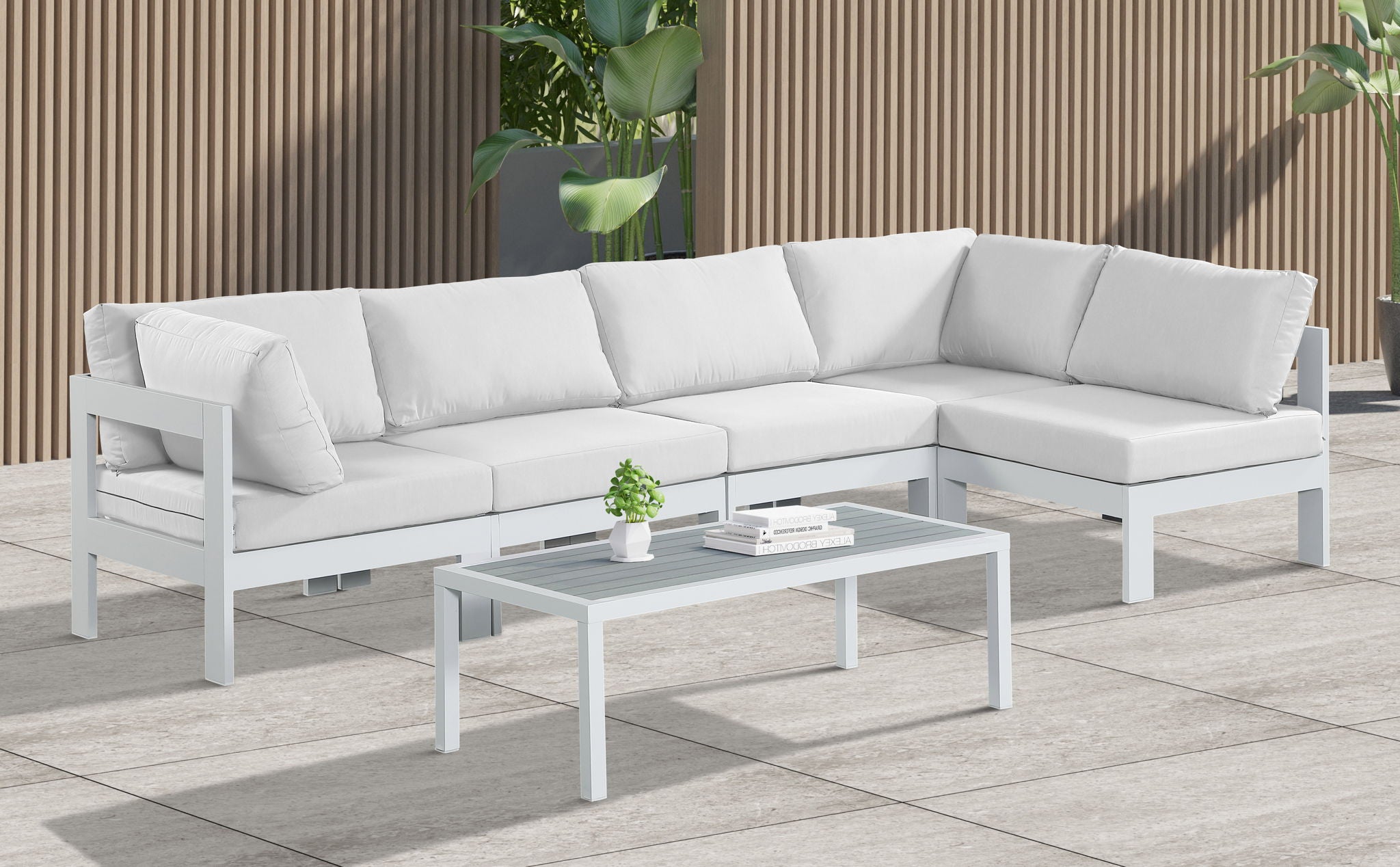 Nizuc - Outdoor Patio 5 Piece Modular Sectional With White Frame - Urban Living Furniture (Los Angeles, CA)