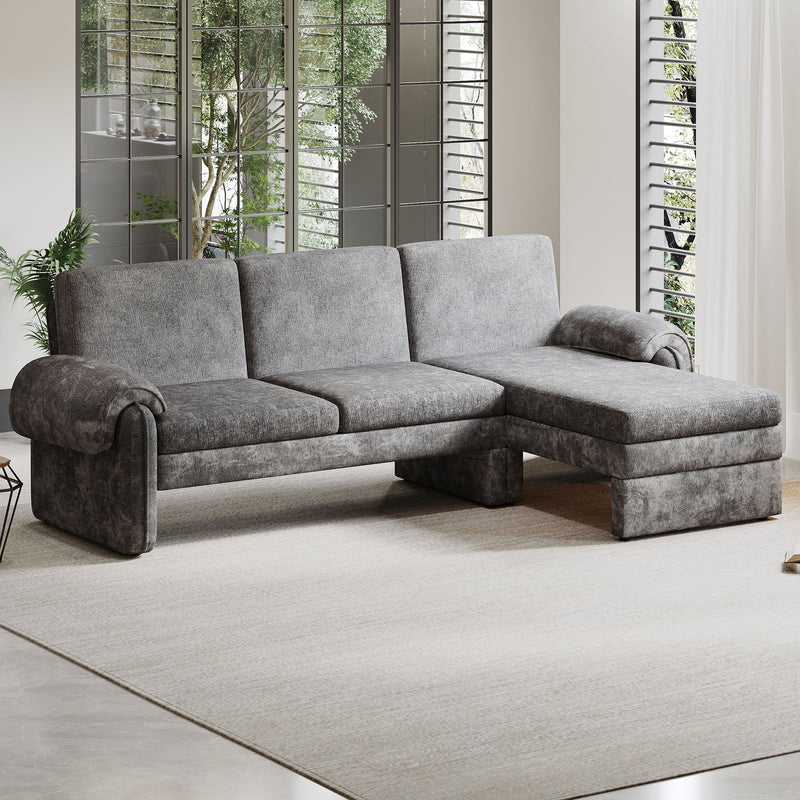 Convertible Futon Sofa Bed With Adjustable Backrest, Reversible Chaise Lounge And 2 Removable Armrest Pillows