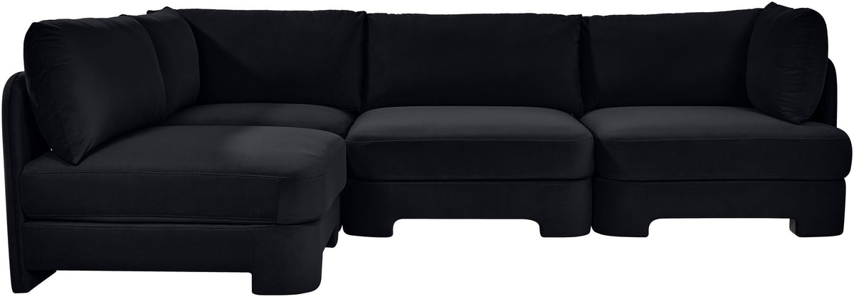 Hammond - Velvet Performance Fabric Upholstered 4 Piece Armless Sectional
