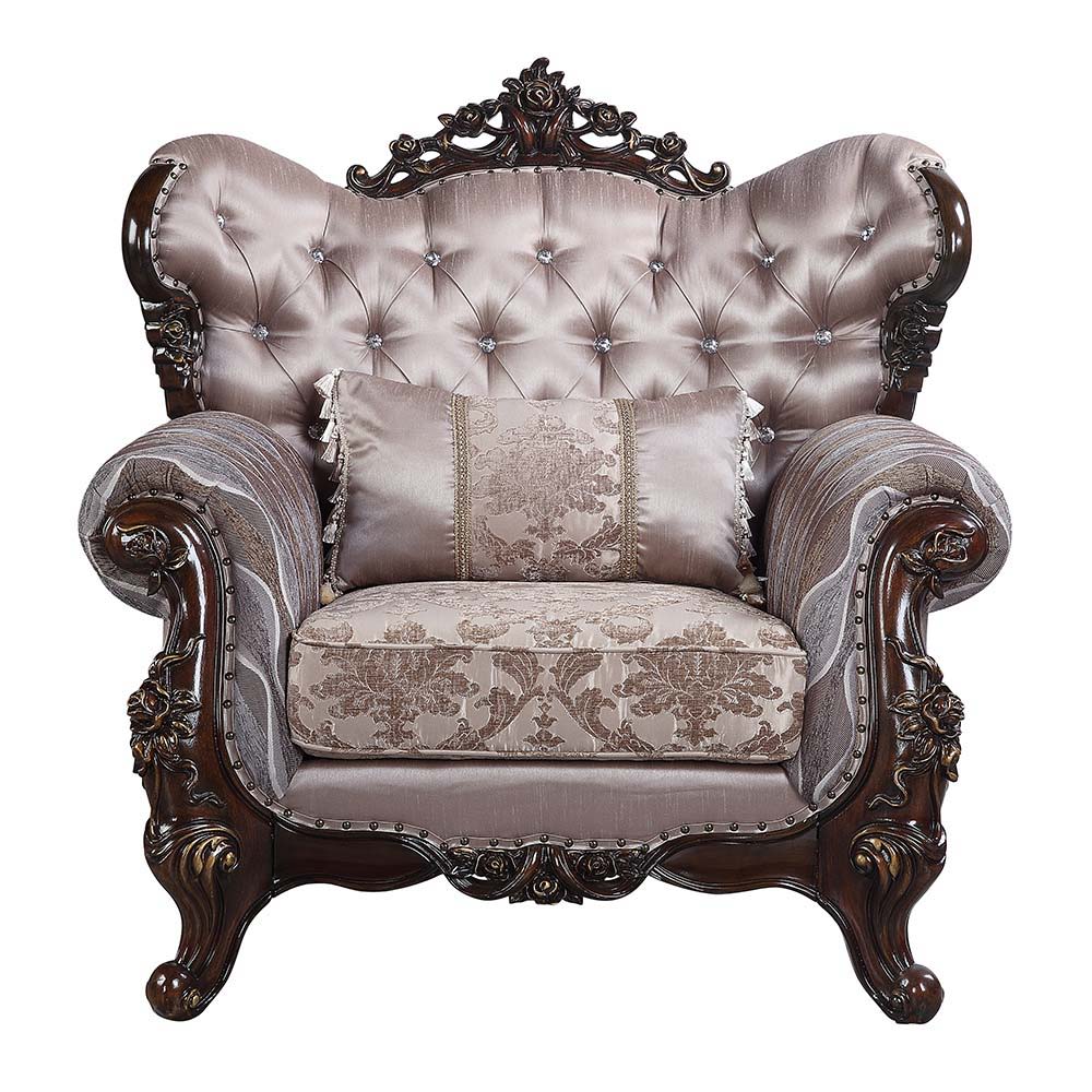 Benbek - Chair - Fabric & Antique Oak Finish - Urban Living Furniture (Los Angeles, CA)