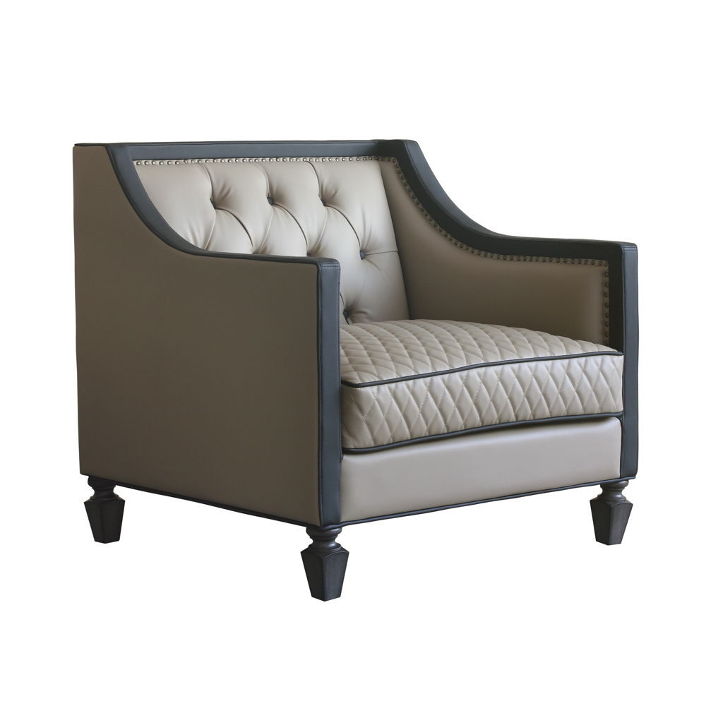 House Beatrice - Chair With Pillow - Tan Synthetic Leather , Black Synthetic Leather & Charcoal - Urban Living Furniture (Los Angeles, CA)