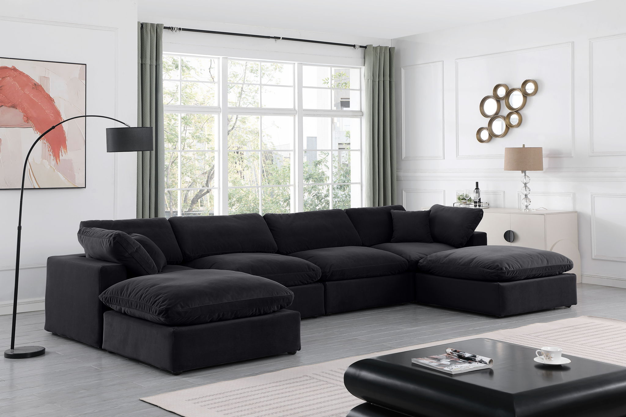 Comfy - 6 Piece Velvet Modular Double Chaise Sectional - Urban Living Furniture (Los Angeles, CA)