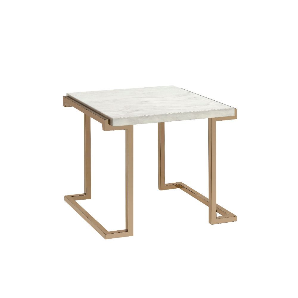 Boice II - End Table - Faux Marble & Champagne - Urban Living Furniture (Los Angeles, CA)