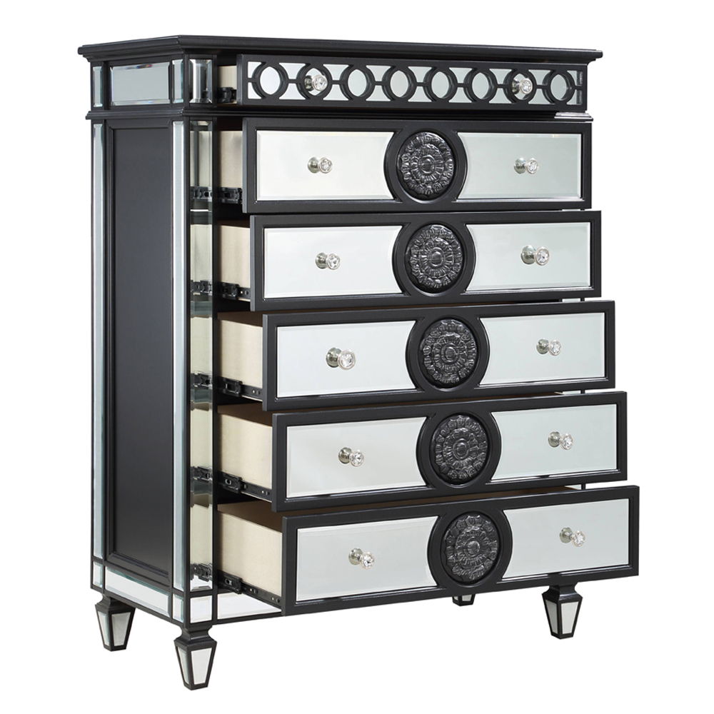 Varian II - Chest - Mirrored, Black & Sliver - Urban Living Furniture (Los Angeles, CA)
