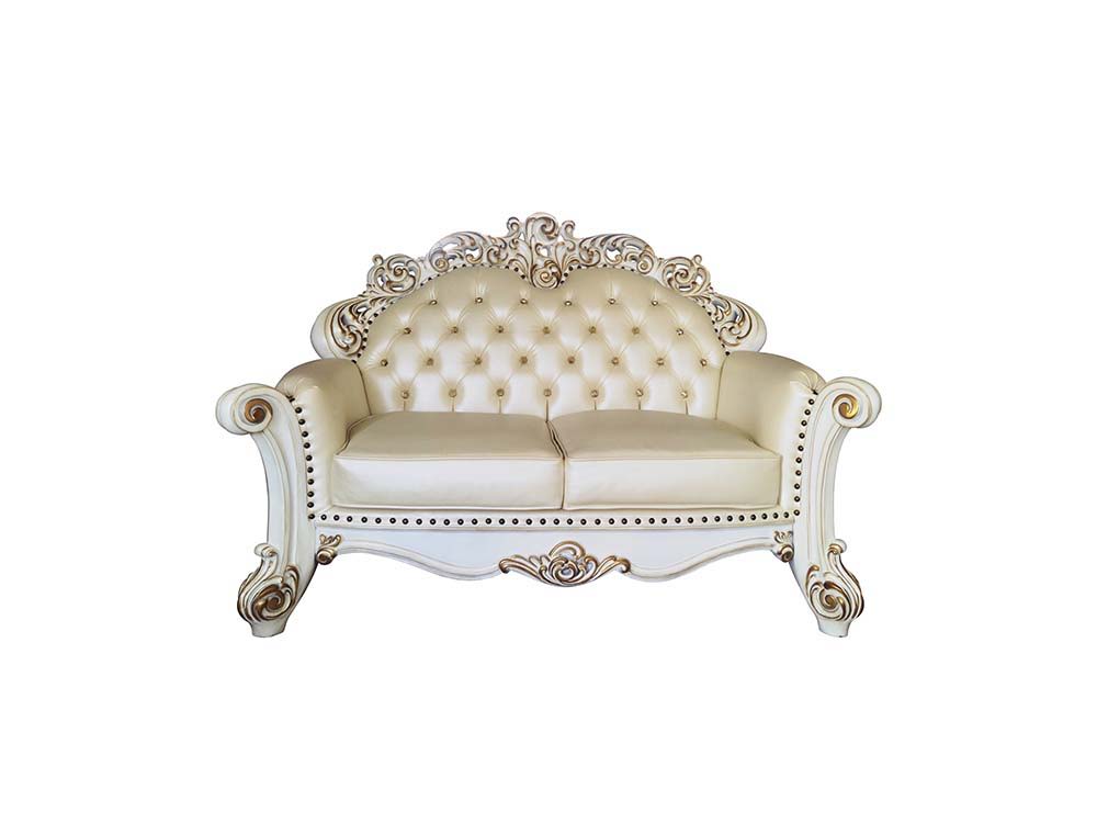 Vendom - Loveseat - Champagne PU & Antique Pearl Finsih - Urban Living Furniture (Los Angeles, CA)