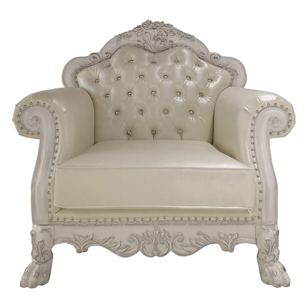 Dresden - Chair With 2 Pillows - Synthetic Leather & Bone White - Urban Living Furniture (Los Angeles, CA)