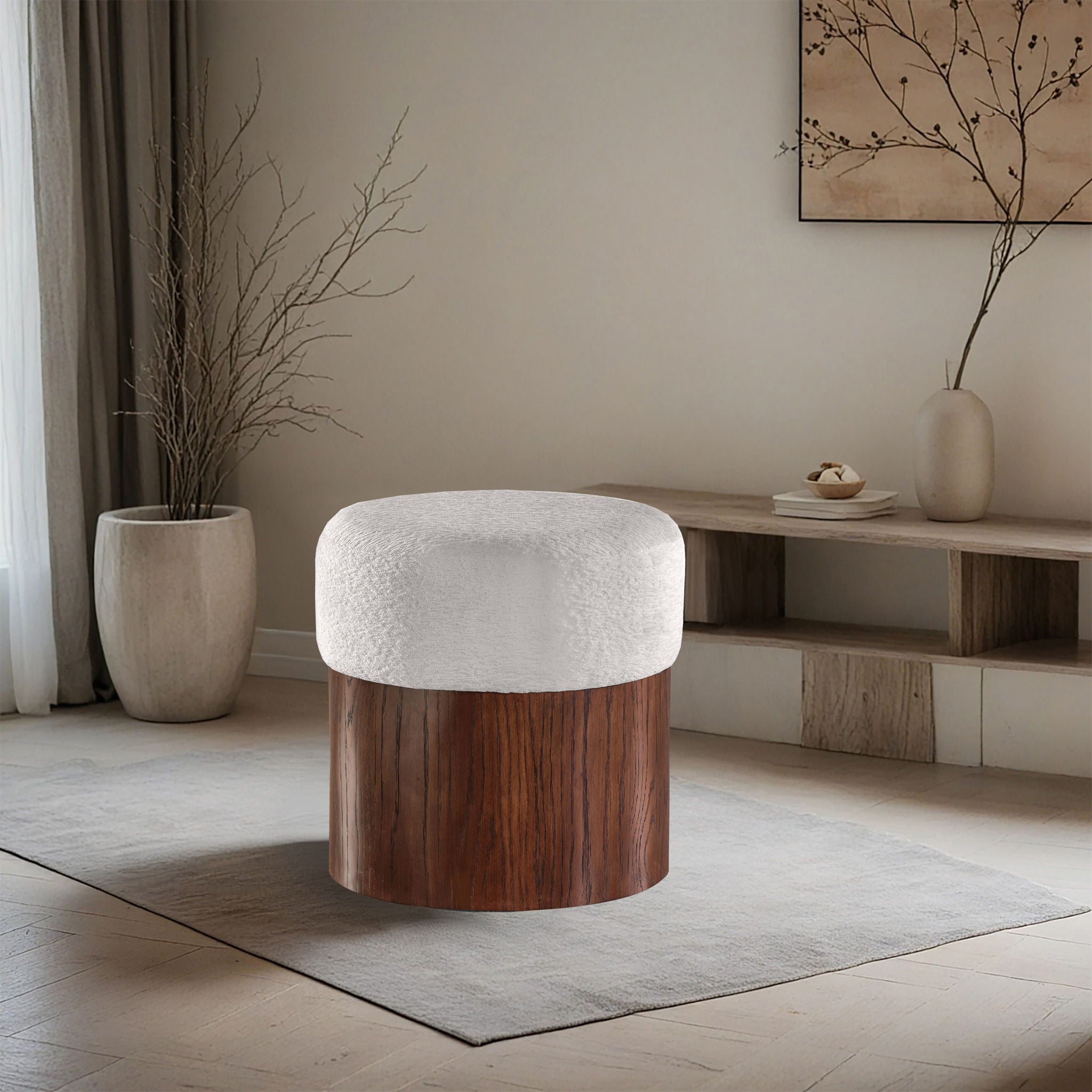Nimes - Ottoman / Stool With Brown Base - Urban Living Furniture (Los Angeles, CA)
