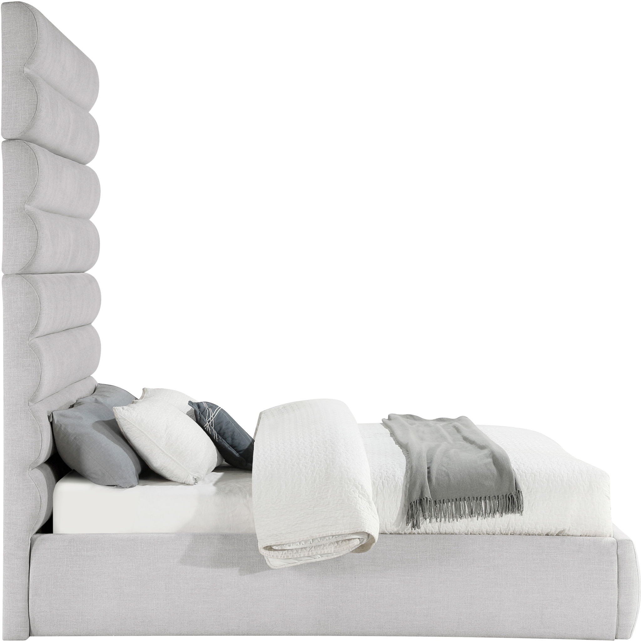Adam - Linen Fabric Bed With 89" Headboard