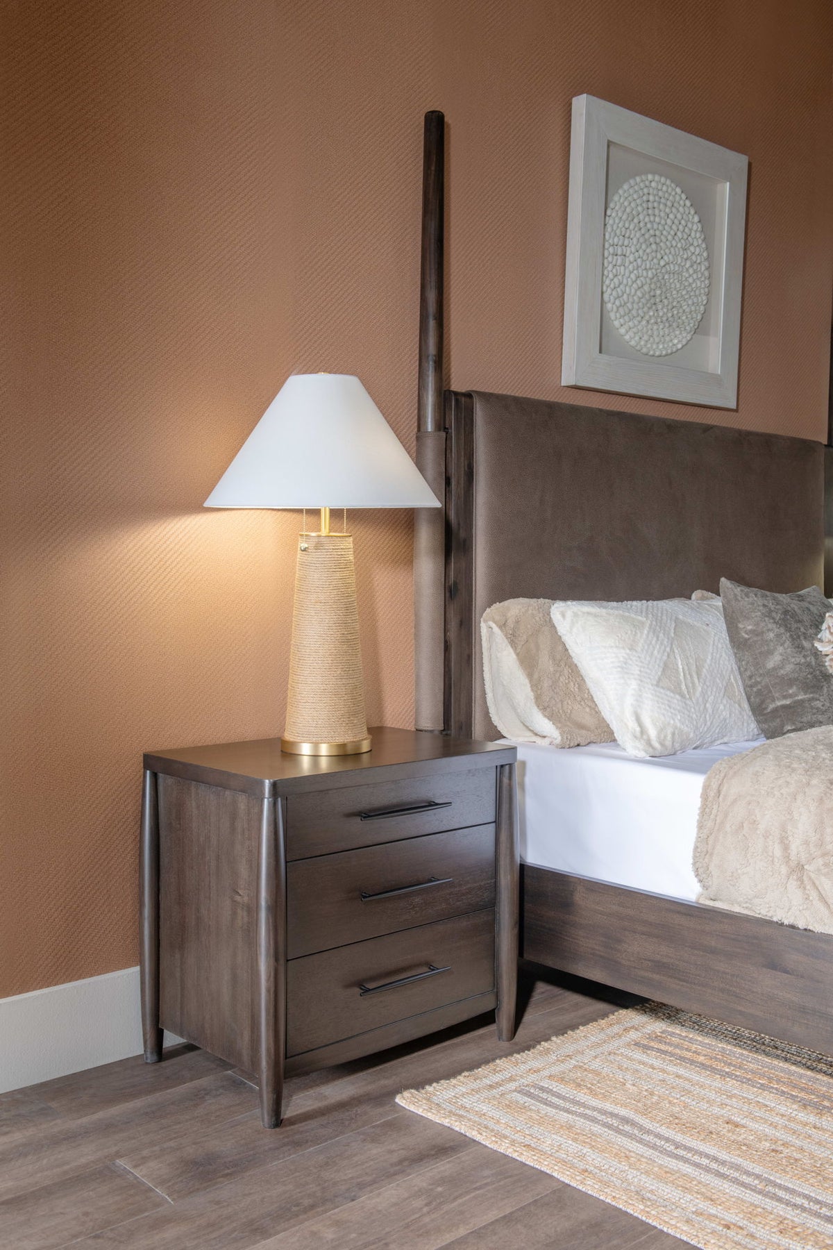 Koko - Three Drawer Nightstand With Cord Management - Minx
