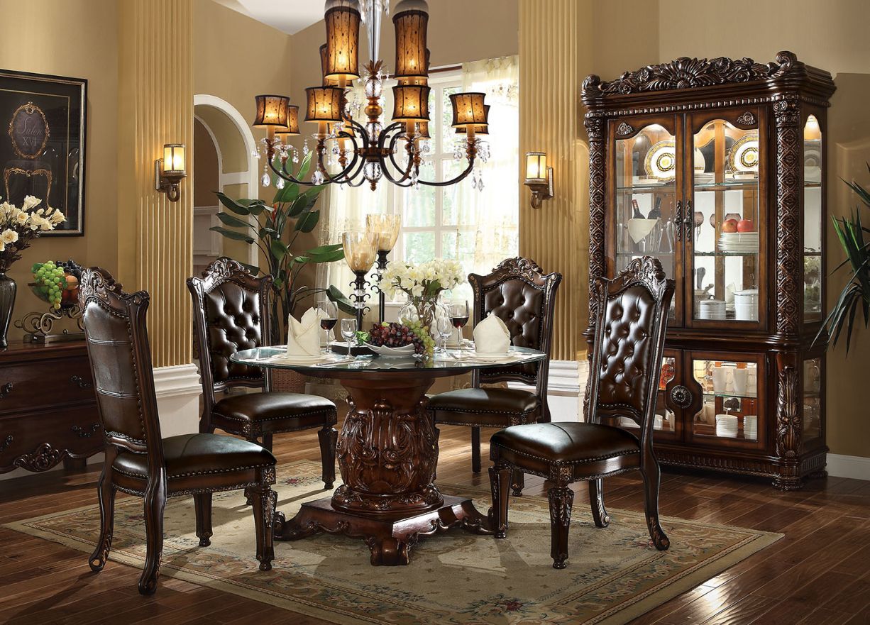 Vendome - Dining Table - Cherry & Clear Glass - Urban Living Furniture (Los Angeles, CA)