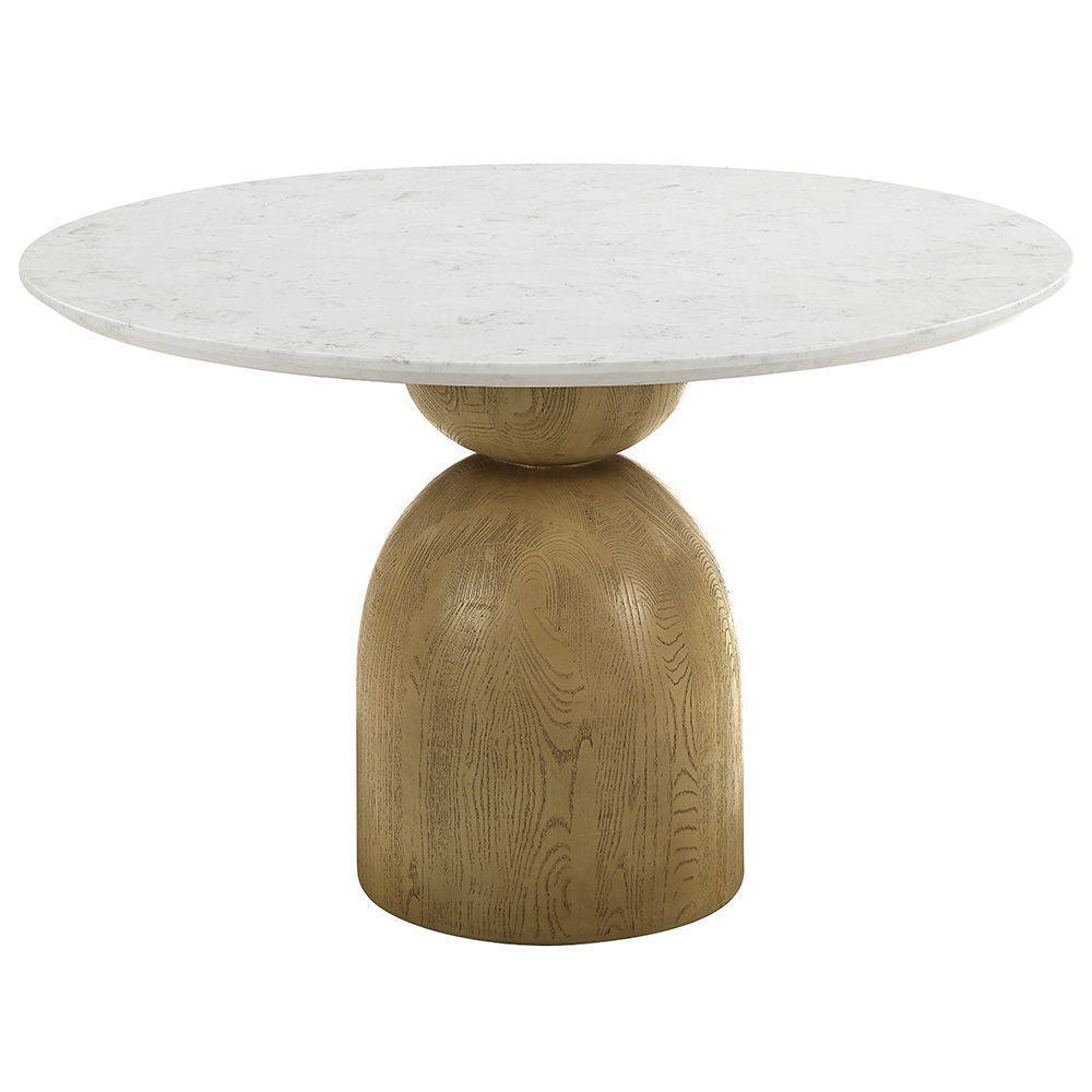 Kala - Round Dining Table With Marble Top - Natural Marble Top & Oak Finish - Urban Living Furniture (Los Angeles, CA)