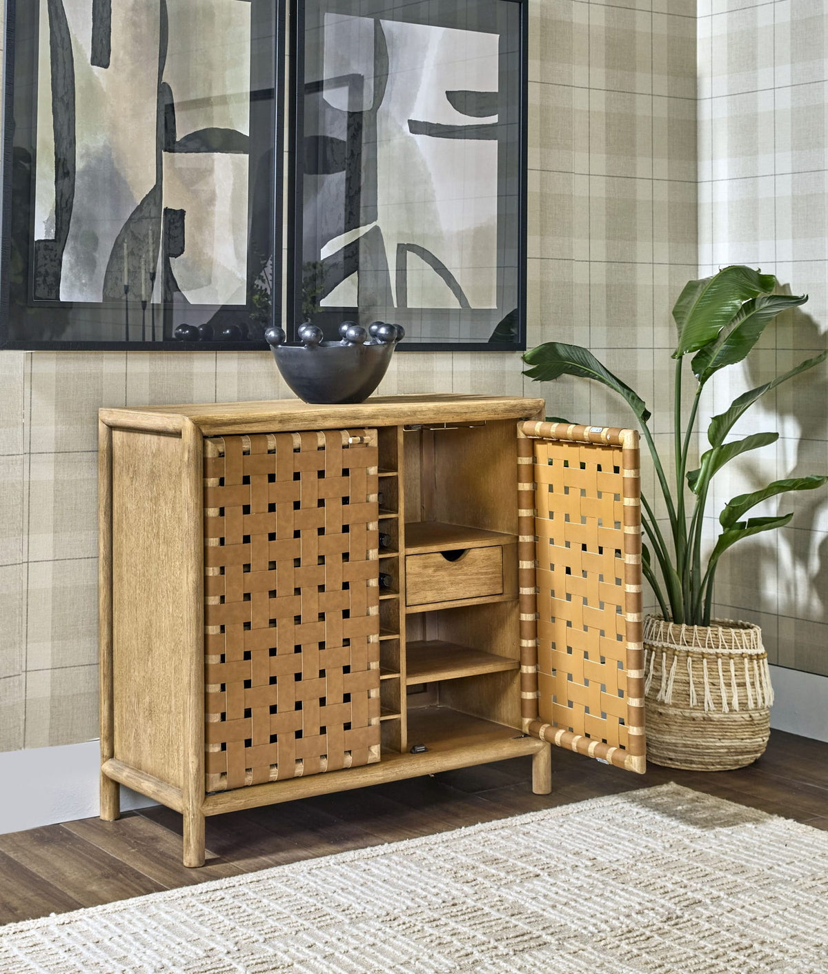 Dorsey - Weaven Bar Cabinet - Granola