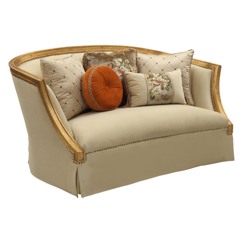 Daesha - Loveseat - Tan Flannel & Antique Gold - Urban Living Furniture (Los Angeles, CA)