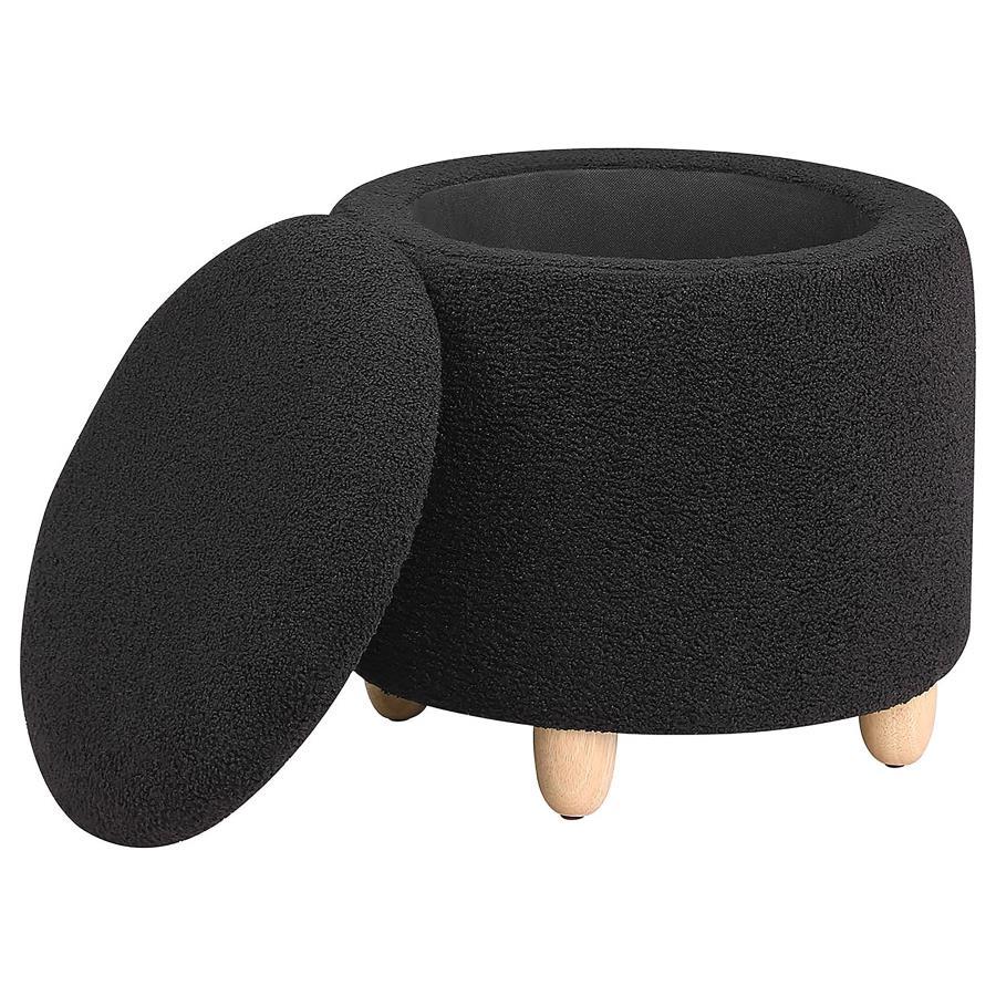 Valia - Faux Sheepskin Upholstered Round Storage Ottoman - Urban Living Furniture (Los Angeles, CA)