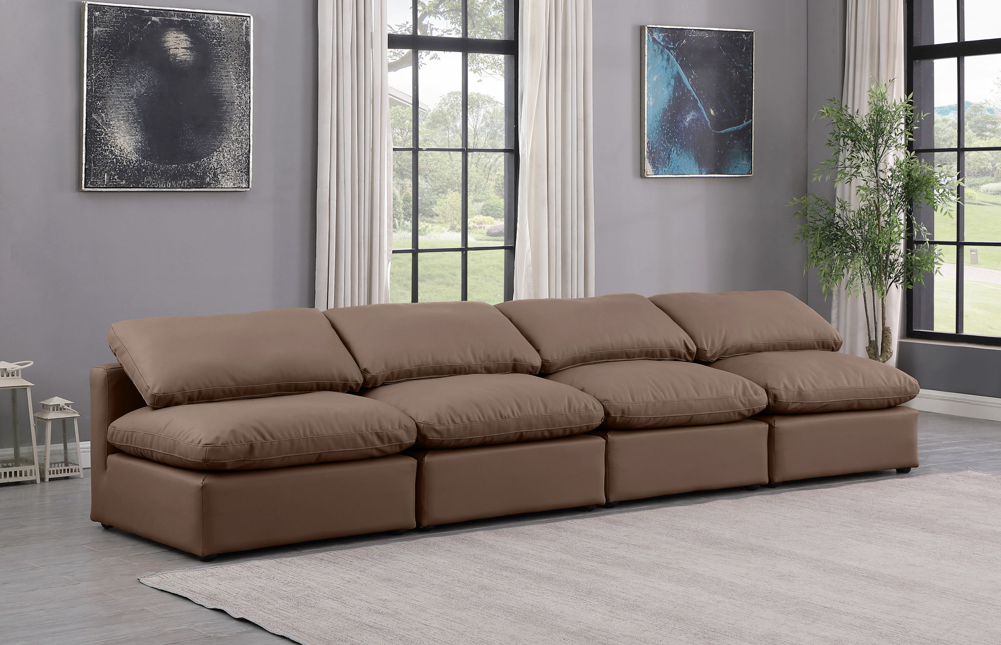 Indulge - Faux Leather 4 Seat Modular Armless Sofa - Urban Living Furniture (Los Angeles, CA)