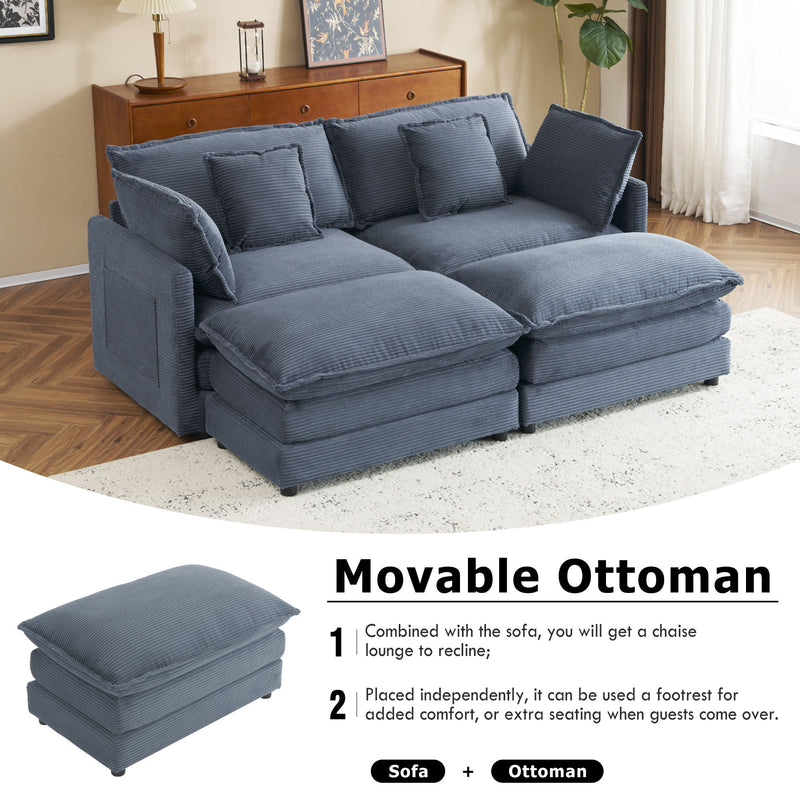 Modern Modular Sectional Sofa With Side Storage Pockets For Living Room