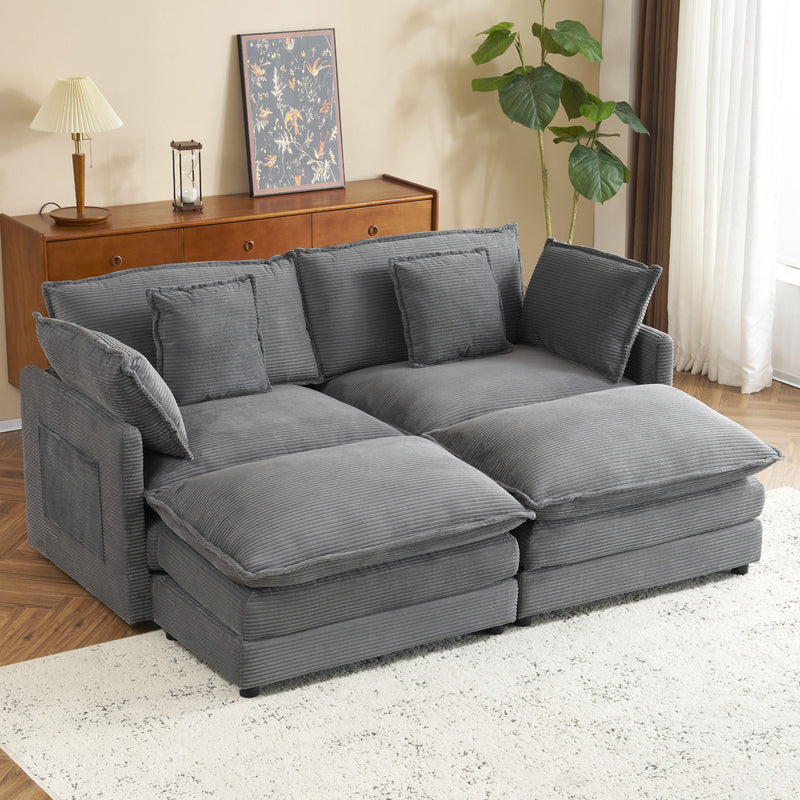 Modern Modular Sectional Sofa With Side Storage Pockets For Living Room