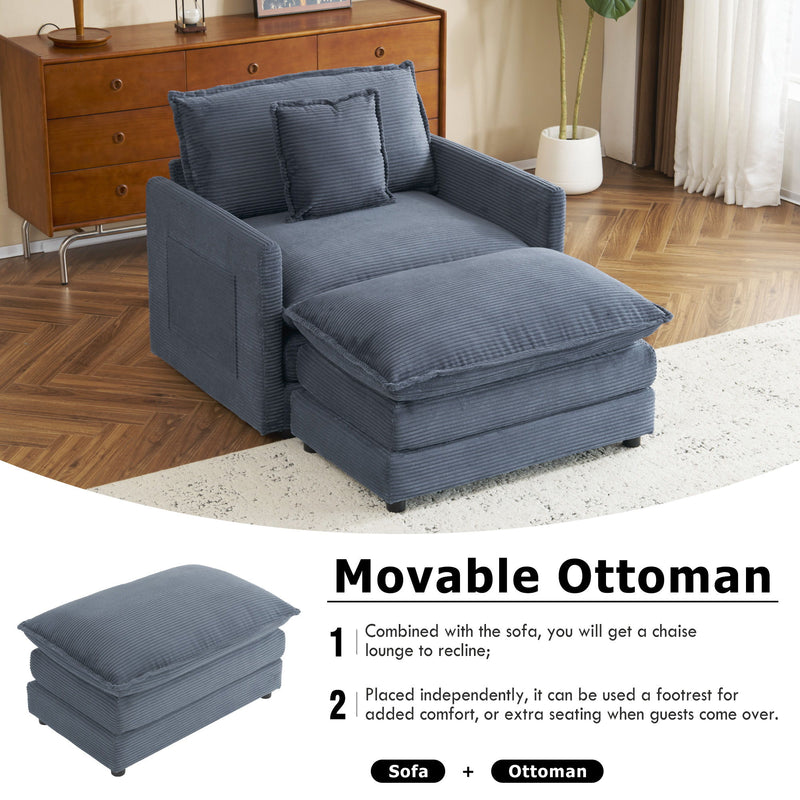 Modern Modular Sofa With Side Storage Pockets For Living Room