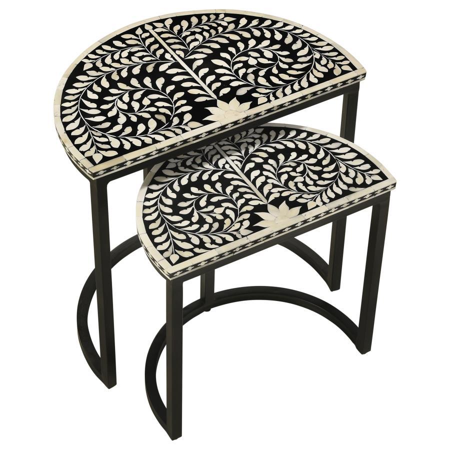 Zakiya - 2 Piece Demilune Nesting Table Set - Black And White - Urban Living Furniture (Los Angeles, CA)
