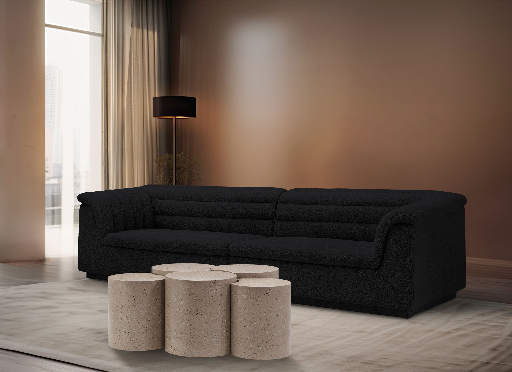 Dimple - 20" 5 Piece Modular Coffee Table - Terazzo Finish