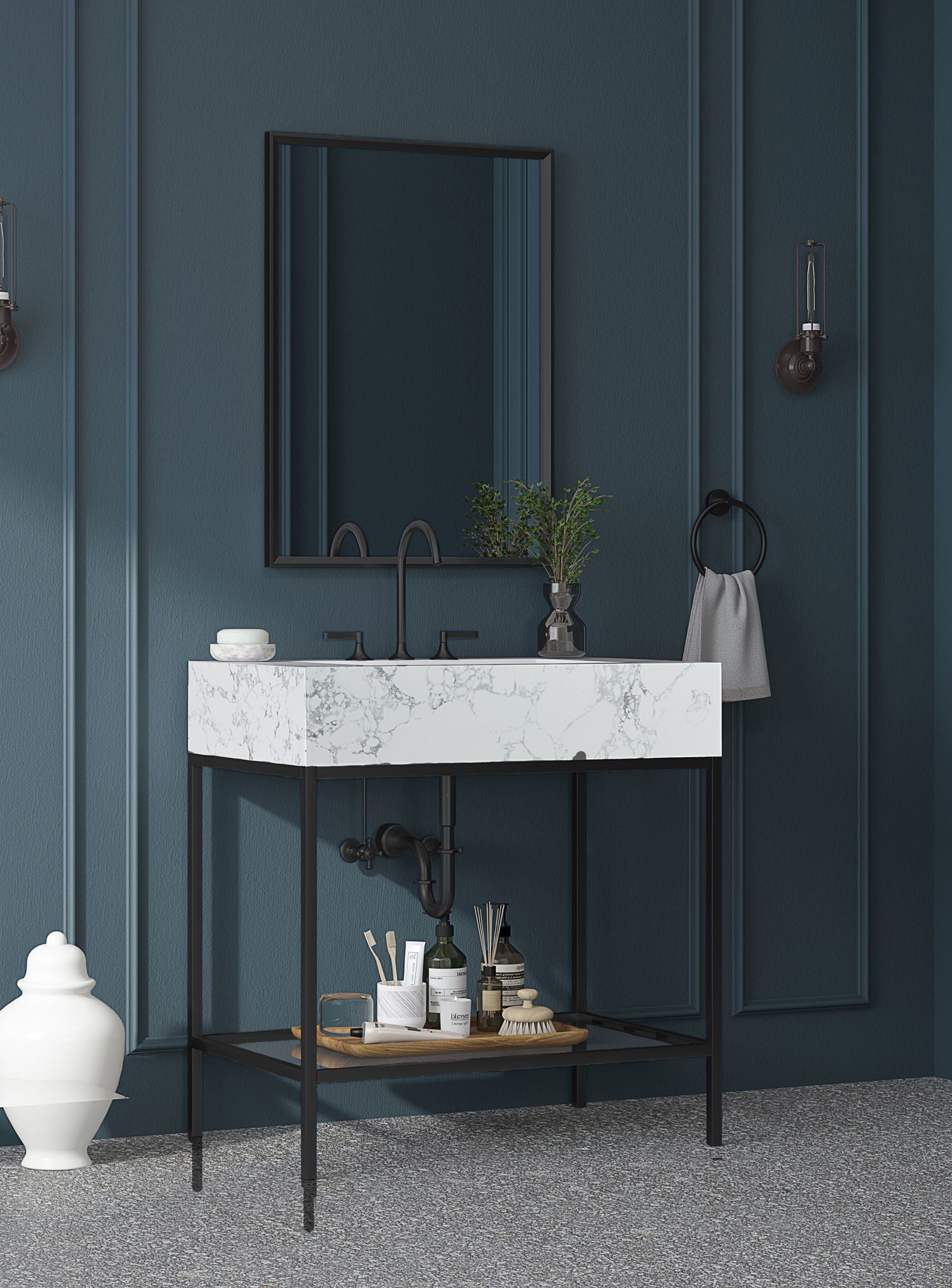 Marmo - Engineered Marble Bathroom Vanity With Black Base - Urban Living Furniture (Los Angeles, CA)