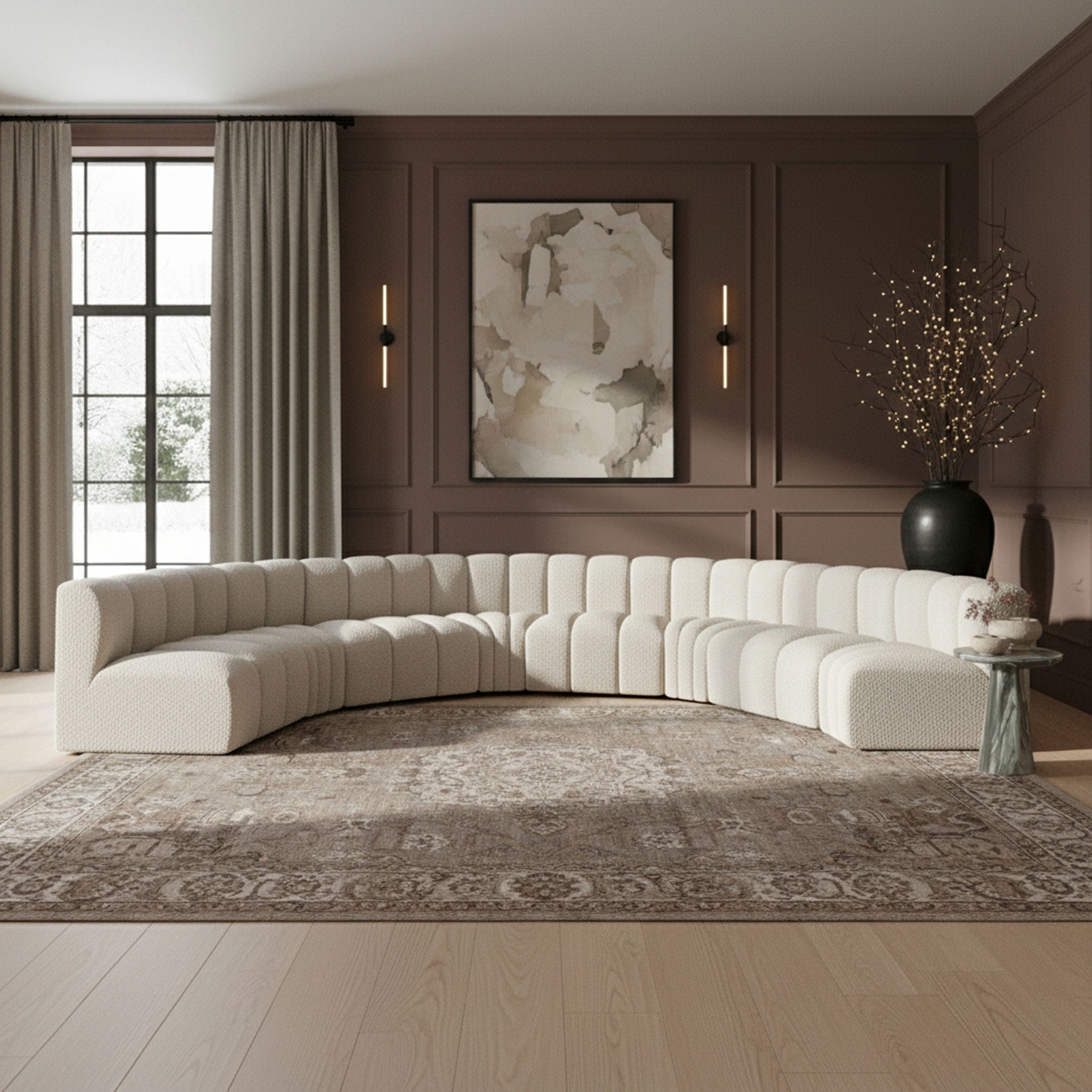 Arc - Boucle Fabric 8 Piece U-Shaped Modular Sofa