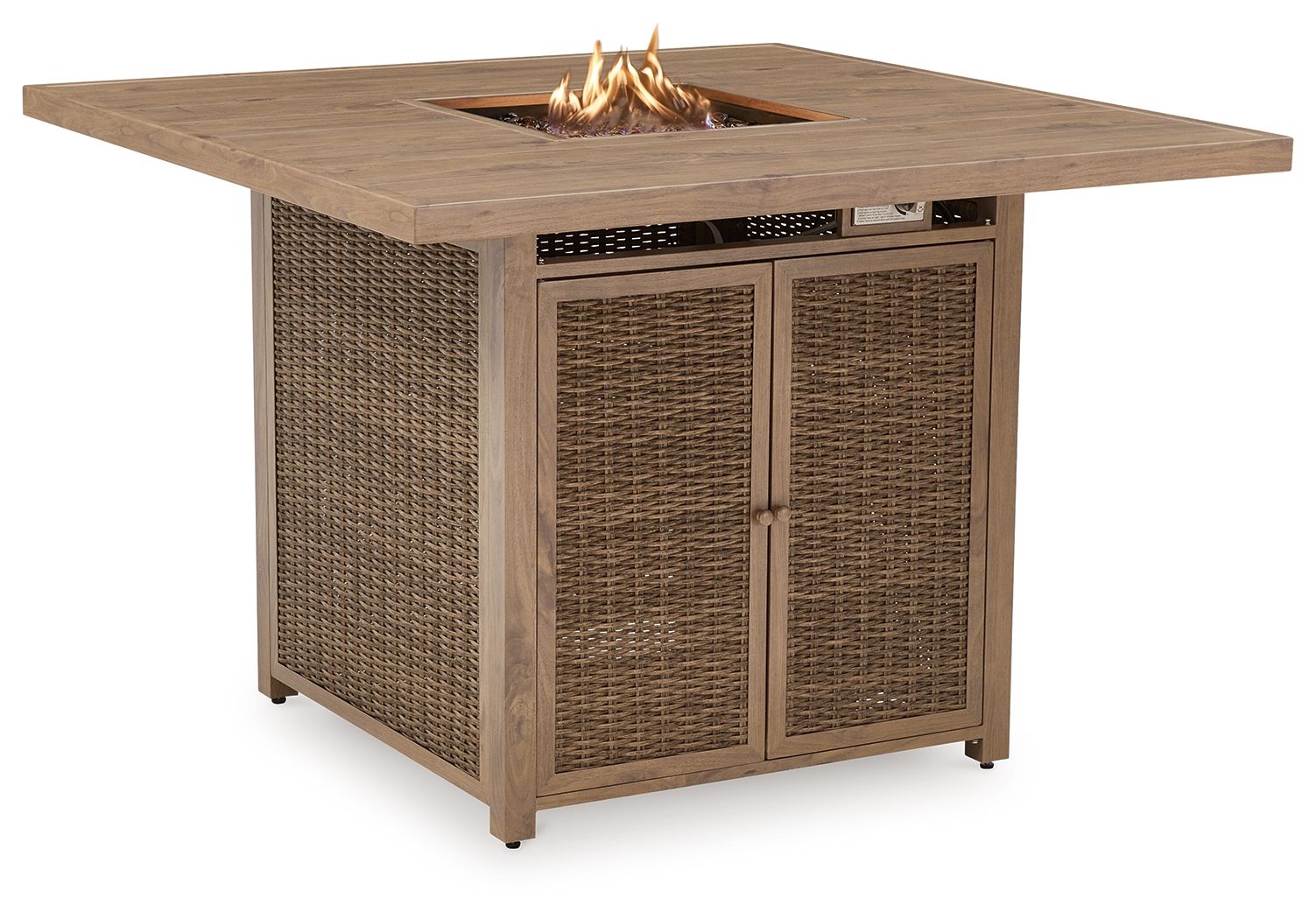 Walton Bridge - 5 Pc. - Square Bar Table W/Fire Pit, 4 Barstools - Driftwood - Urban Living Furniture (Los Angeles, CA)