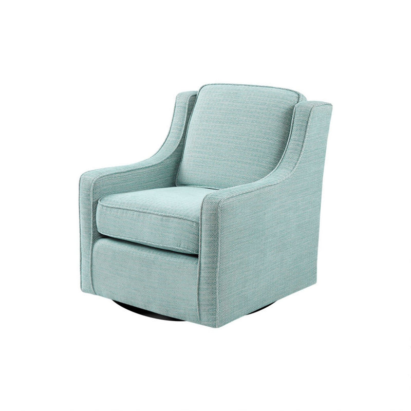 Swivel Chair With Foam Cushion / Black Metal Swivel - Dusty Aqua Chenille