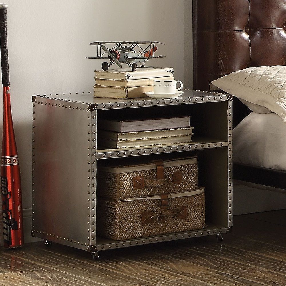 Brancaster - Nightstand With USB - Aluminum - Urban Living Furniture (Los Angeles, CA)